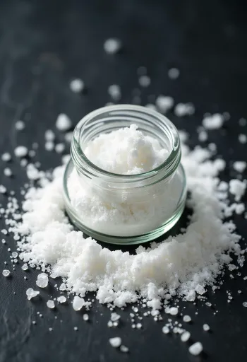 Askorbiinhape pulbrina väikeses kausis ja puidust lusikaga