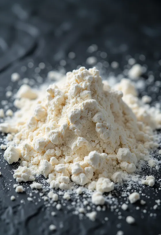 Nisujahu keraamilises kausis, peen valge pulbriline tooraine