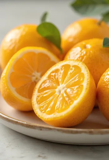 Terved ja viilutatud kumkvaadid oranži koore ja viljalihaga puitpinnal