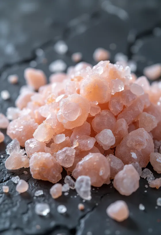 Himaalaja sool kristallidena väikeses purgis, ümber soolakristallid