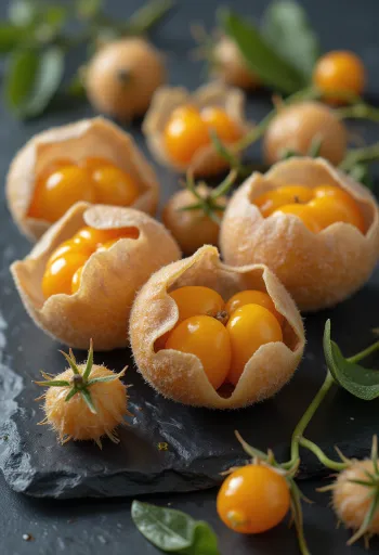 Füüsali marjad (Physalis), erkoraanž värvus ja paberjas lühis