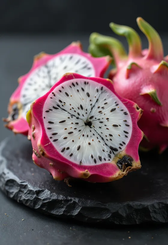 Draakonivili (pitahaya) valge viljalihaga, erkvalge sisu ja mustad seemned