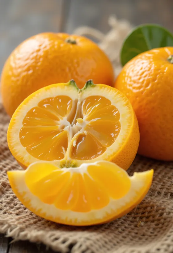 Satsuma viil, erkoraanž viljaliha ja värske tekstuur
