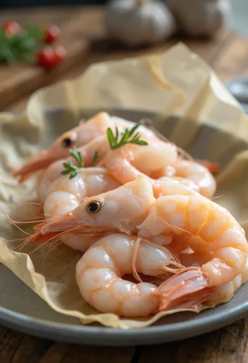 Värske scampi (Norra salehomaari) liha jääl sidruni ja peterselliga