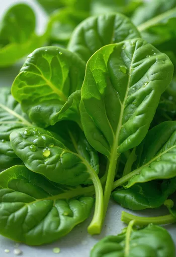 Värsked spinatilehed lõikelaual, loomulikus valguses