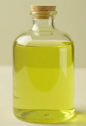 Viinamarjaseemneõli puhtas klaaspudelis ja kausis heledal taustal