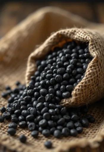 Kuivatatud urad dal (must lääts) seemned, detailse tekstuuri ja naturaalsete värvidega