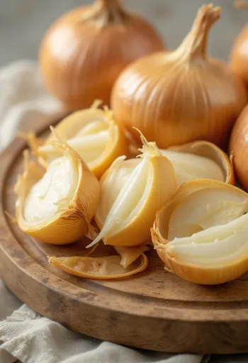 Terved ja viilutatud punased sibulad maalähedasel pinnal