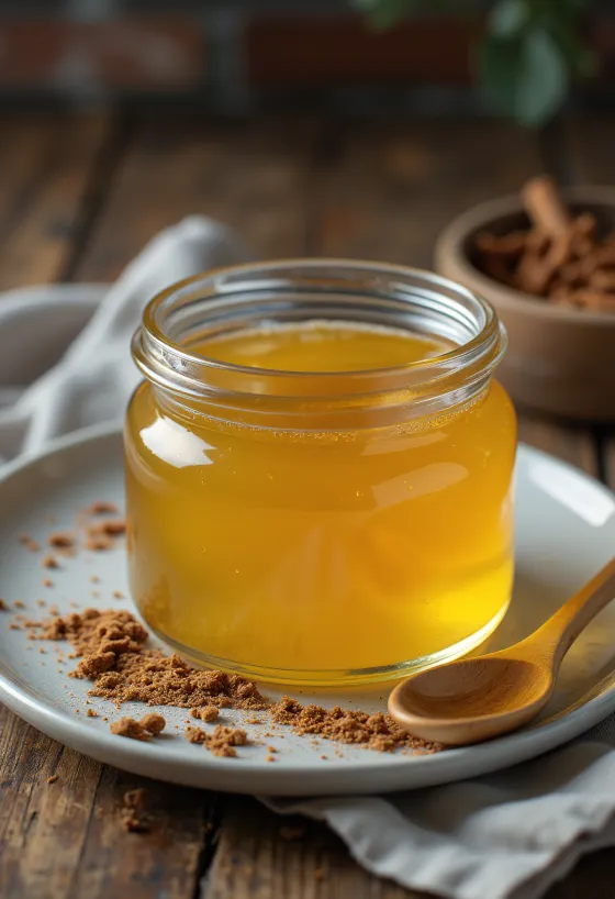 Kaneeline ghee serveerituna värske saia ja biskviidiga
