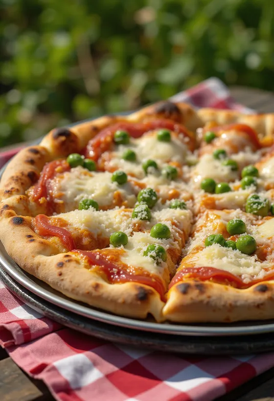 Pizza ai Piselli roheliste herneste ja juustuga