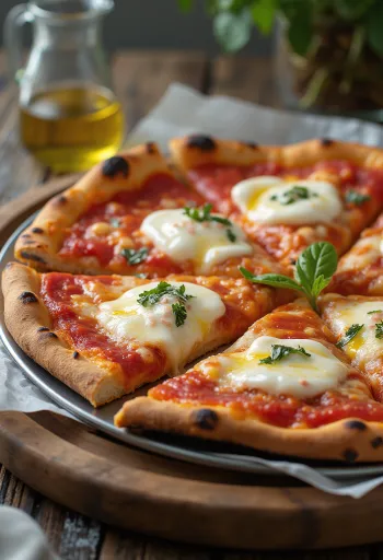 Klassikaline Margherita pitsa basiilikuga