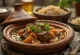Maroko tajine lambaliha ja kuskussiga serveerituna