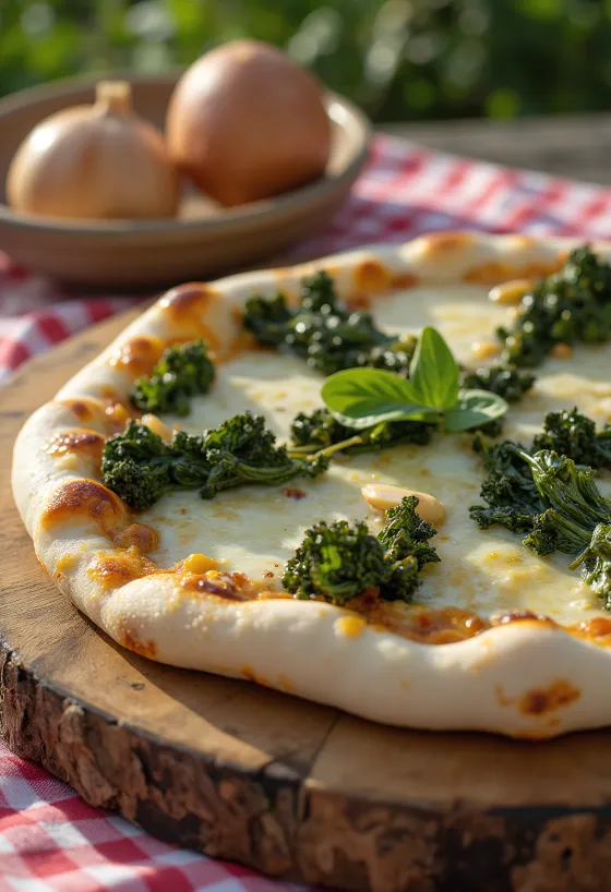 Pizza al Cavolo Nero lehtkapsa ja juustuga