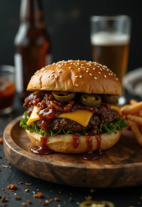 Pikantne BBQ Burger serveerituna