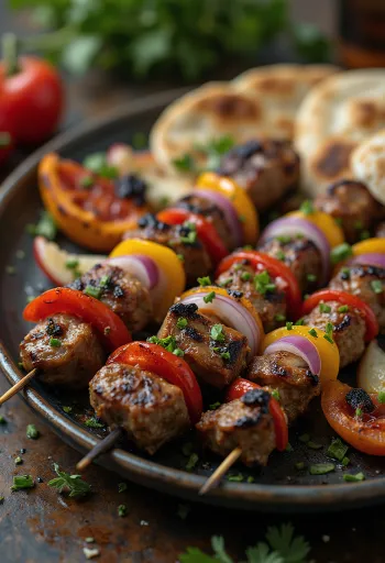 Šašlõkk ehk vardas grillitud liha ja köögiviljad