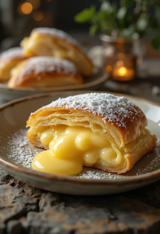Vanillistruudel serveeritult