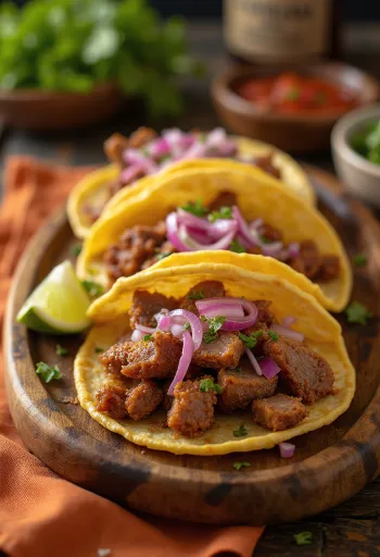 Lengua Taco aeglaselt küpsetatud veisekeele, koriandri ja punase sibulaga