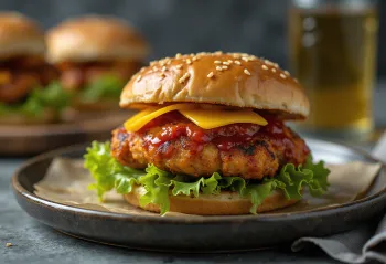 Piri-piri küpsetatud kanaburger serveerituna