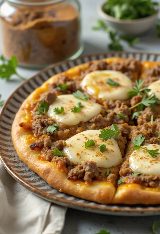 Pizza Maroccaine serveeritult