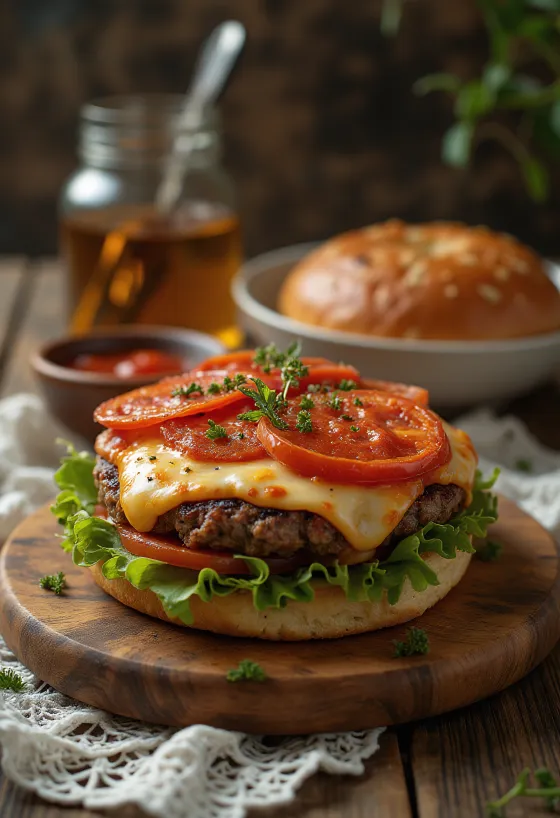 Pitsaburger serveerituna