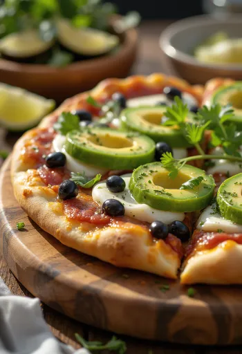 Pizza Mexicana jalapeño pipra, mustade ubade ja avokaadoga