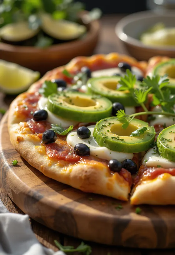 Pizza Mexicana jalapeño pipra, mustade ubade ja avokaadoga