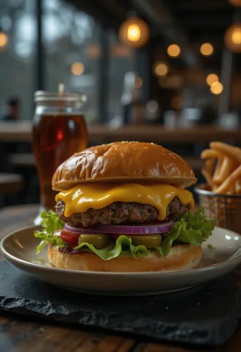 Juustuburger serveerituna