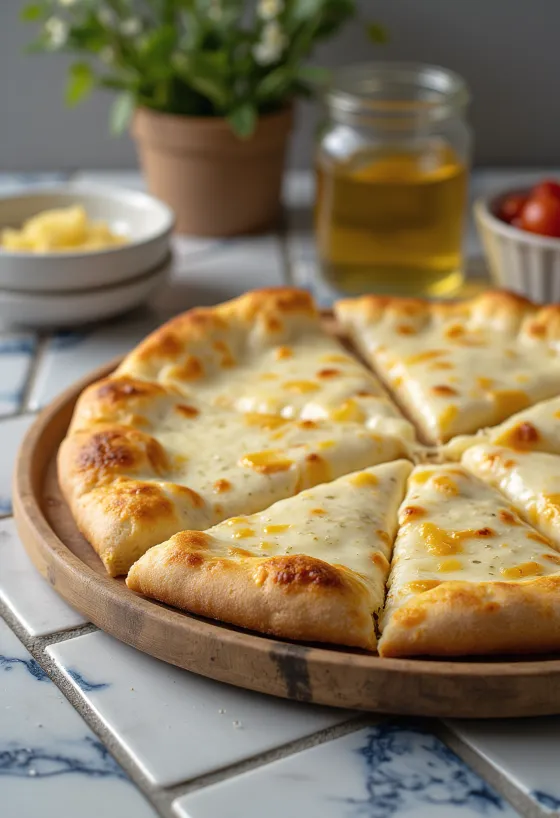 Pizza alla Crema kreemja juustu ja basiilikuga