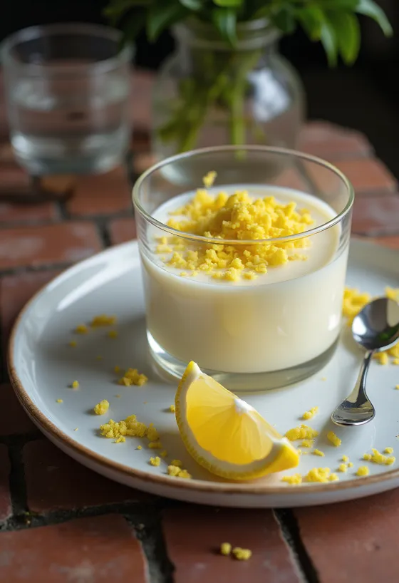 Mündi-sidruni panna cotta serveerituna