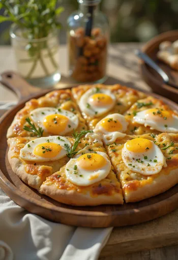 Pizza Sabich serveerituna