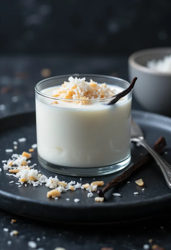 Kookose-pannacotta serveerituna