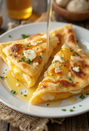 Piadina grillitud juustu ja meega serveerituna