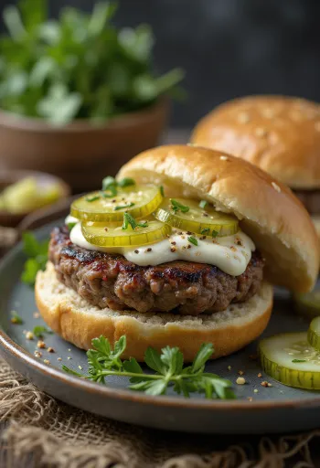 Rootsi lihapalliburger serveerituna