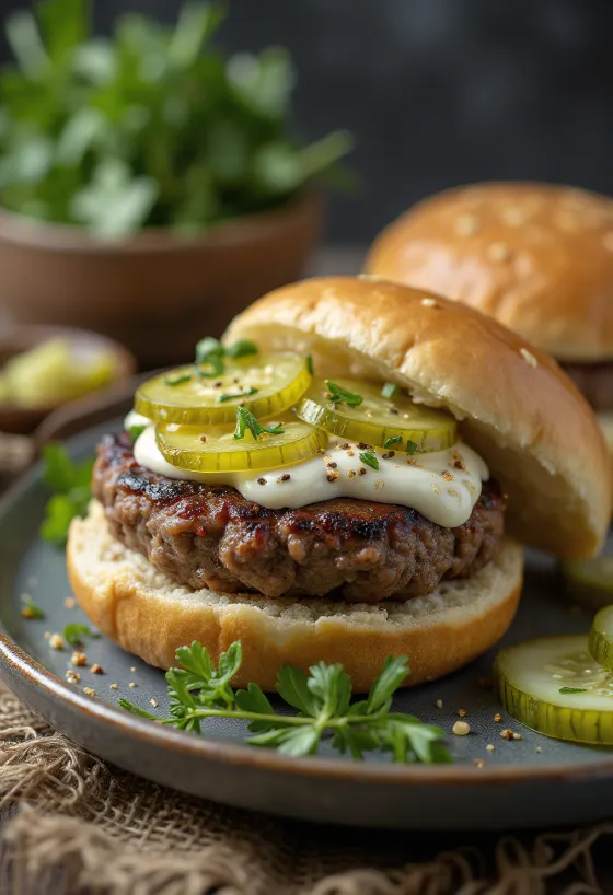 Rootsi lihapalliburger serveerituna