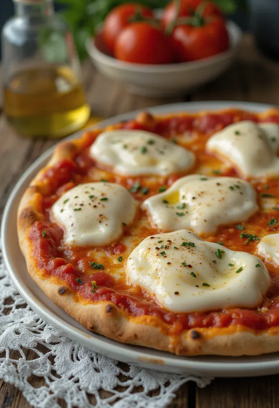Pizza alla Mozzarella di Bufala pühvlimozzarella ja basiilikuga