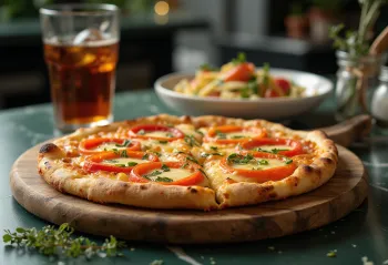 Vürtsikas Quattro Formaggi pitsa tšilliga serveeritult
