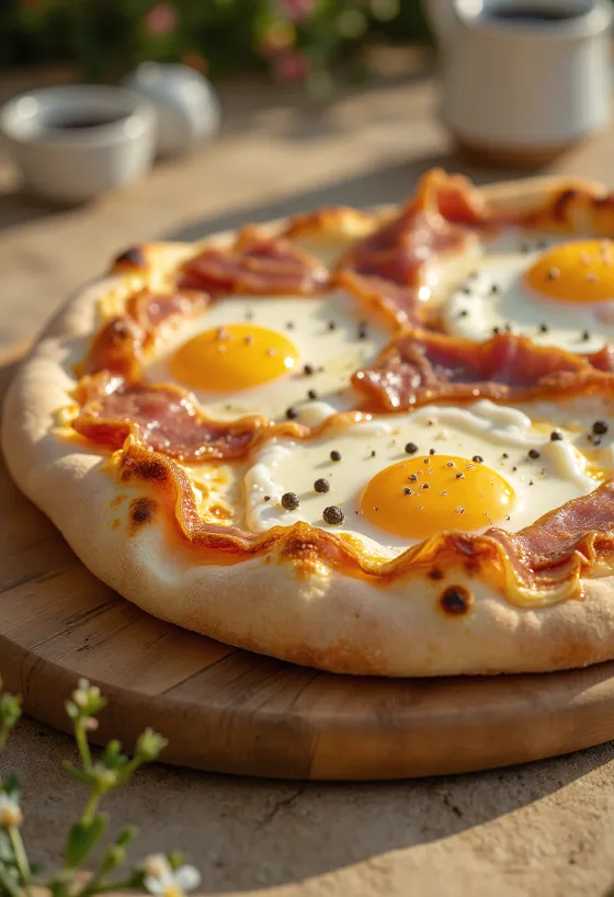 Pizza alla Pancetta e Uova peekoni ja munaga
