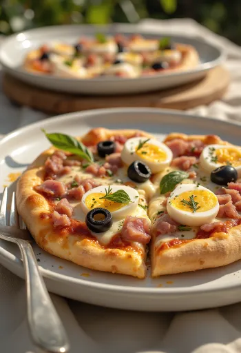 Pizza Tunisienne serveerituna