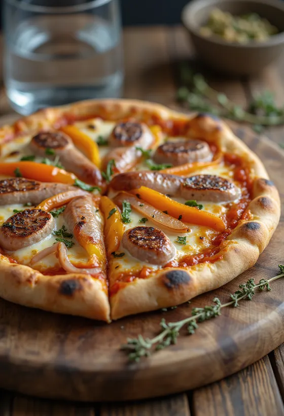 Pizza Viennese Austria vorsti, paprika ja mozzarellaga