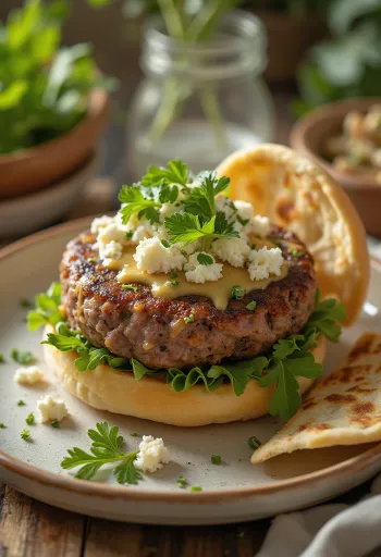 Lähis-Ida burger tahini-kastme ja lambalihapihviga