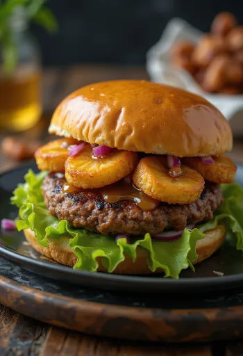 Praetud banaaniga burger serveerituna
