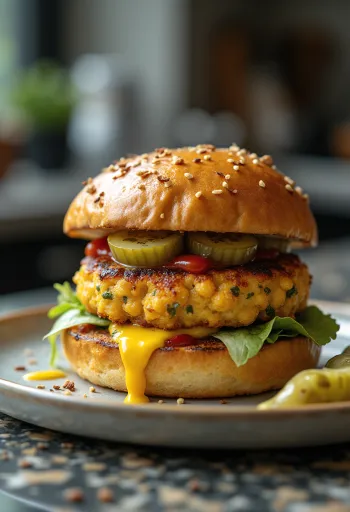 Baklažaaniburger värskete köögiviljadega