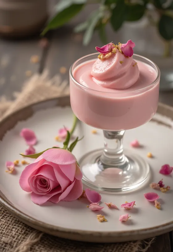 Roosivee panna cotta klaasis