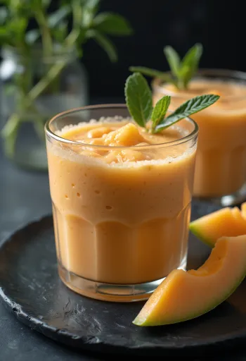 Melonismuuti klaasis serveerituna