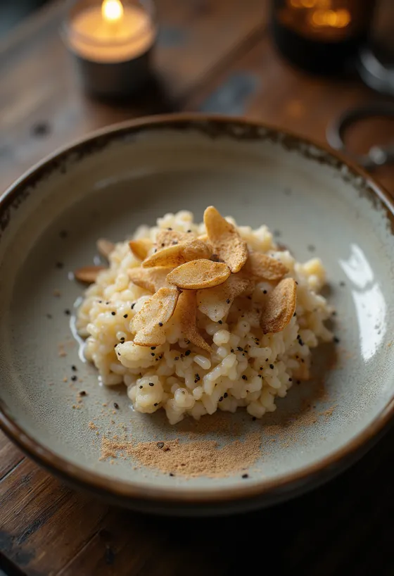 Mandli ja chia seemne riis serveerituna