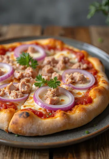 Pizza al Tonno e Cipolla tuunikala ja punase sibulaga