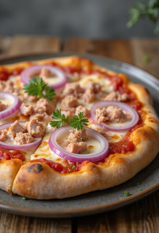 Pizza al Tonno e Cipolla tuunikala ja punase sibulaga