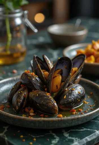 Tšillised marineeritud rannakarbid purgis