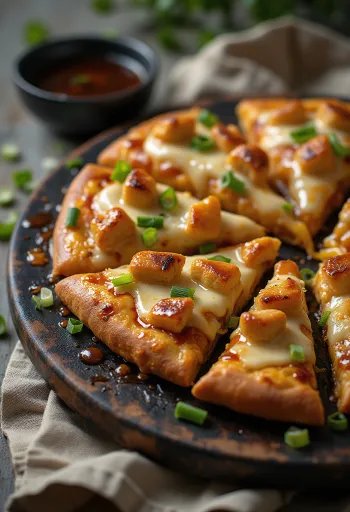 Teriyaki kana pitsa grillitud kana ja seesamiseemnetega
