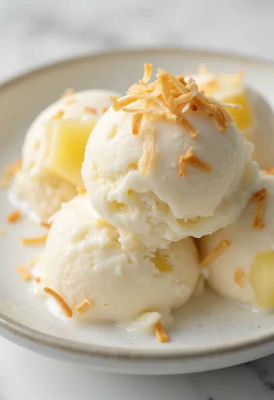 Alkoholivaba Pina Colada jäätis serveerituna